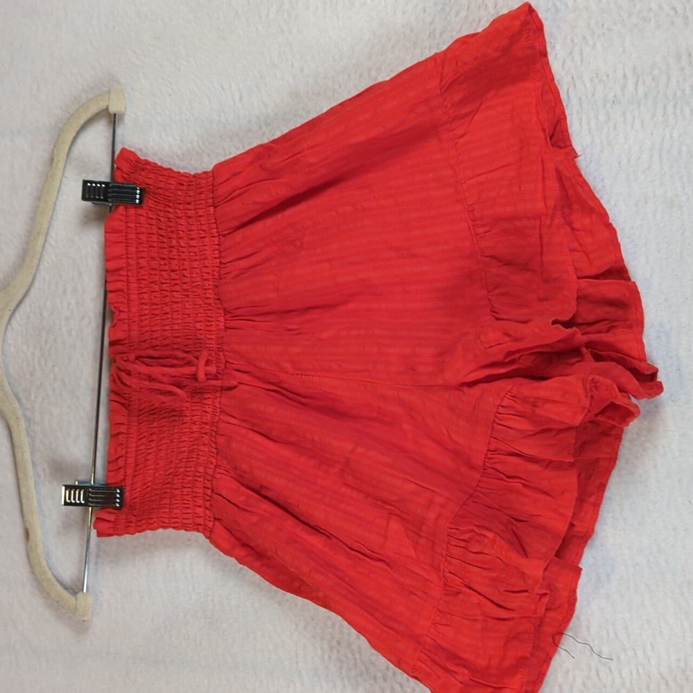 SO Women's Vibrant Red‎ Smocked High Waist Boho Ruffle Shorts Size S